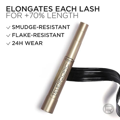 L'Oréal Paris - Máscara alargadora original telescópica Makeup, negra, 0.27 onzas líquidas