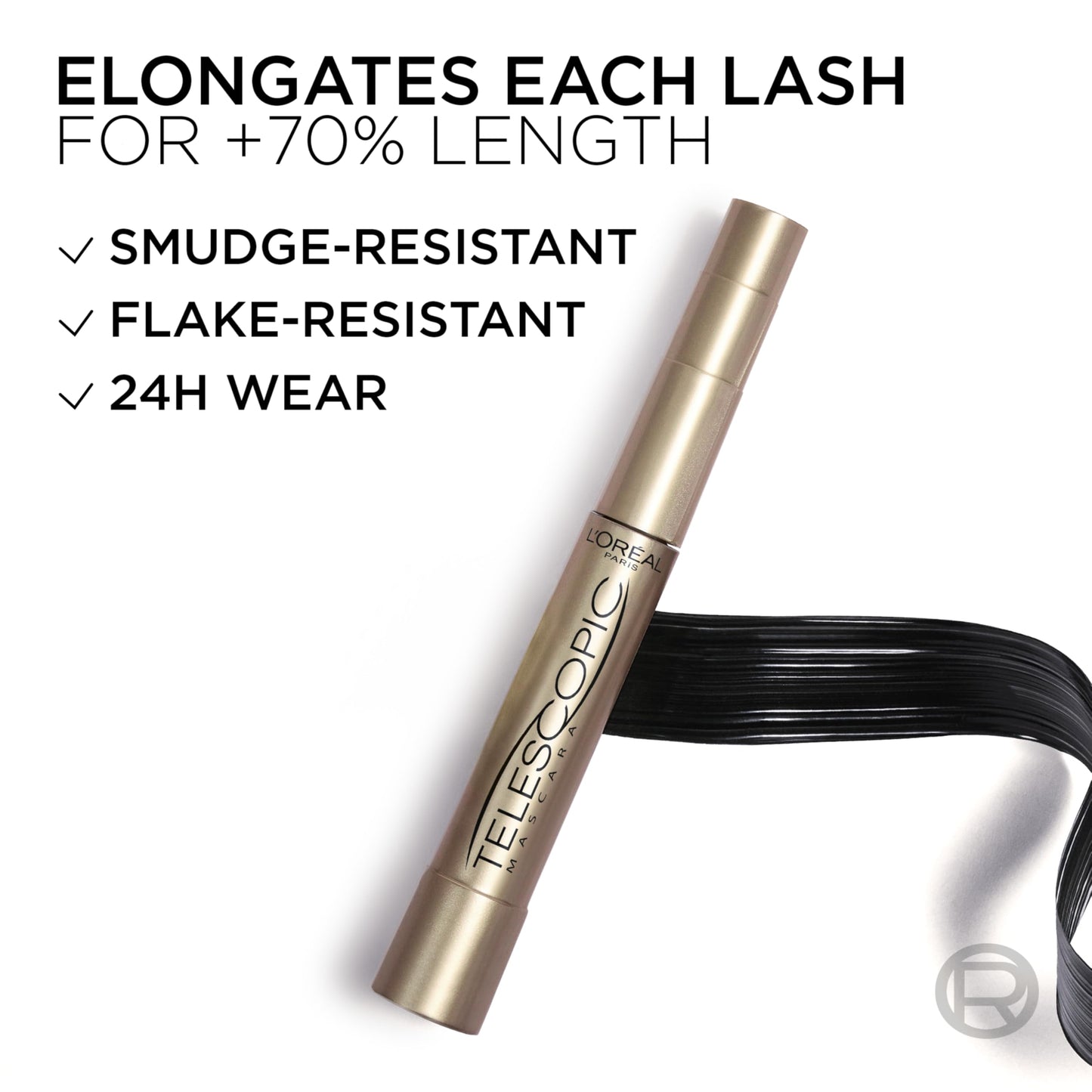 L'Oréal Paris - Máscara telescópica de maquillaje, Washable Blackest Black