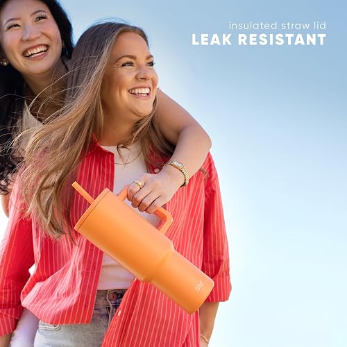 Simple Modern Vaso Térmico con Asa y Popote | Botella de Agua Acero Inoxidable Aislado | Vaso de viaje para café helado | Trek Colección | 890ml | Honolulu