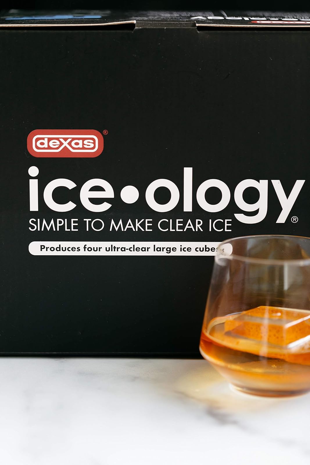 Dexas ice•ology Bandeja de silicona transparente para hacer hielo de cóctel transparente, 4 unidades
