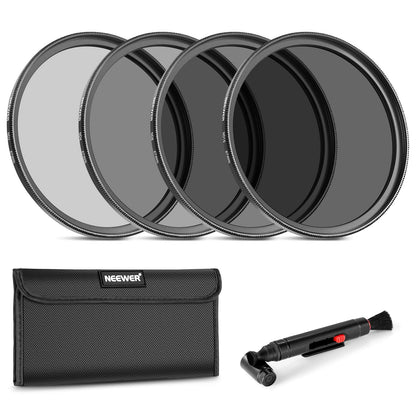 NEEWER Filtro de Densidad Neutra de 67 mm ND2 ND4 ND8 ND16 y Kit de Accesorios para Canon Rebel T5i T4i T3i T2i, EOS 700D 650D 600D 550D 70D 60D 7D DSLR, bolígrafo de Lente, Bolsa de Filtro