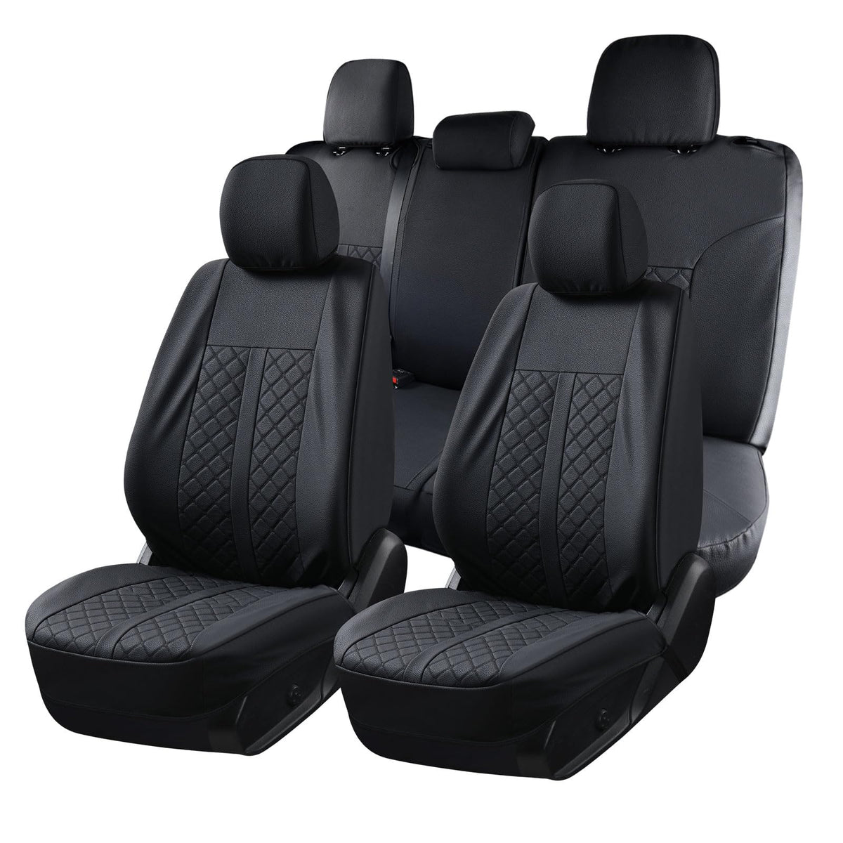 Truckiipa Tacoma - Juego Completo de Fundas de Asiento Impermeables de Piel para Toyota Tacoma 2005-2015, Juego Completo, Negro
