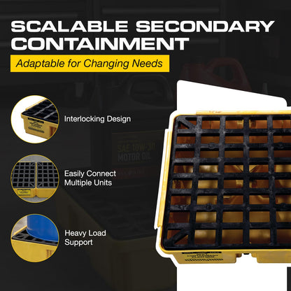 Eagle Plataforma Modular para Derrames con Drenaje 26.2 x 26 x 6.5 pulgadas Amarillo