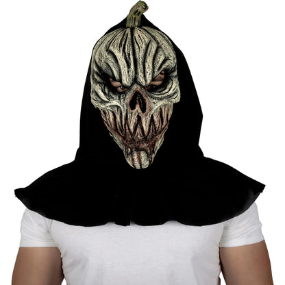 REV Máscara Completa de Látex Pumpkin Ghoul White, Máscara de Calabaza Fantasma Blanca Talla Mediana para Halloween, Cosplay y Fiestas de Terror