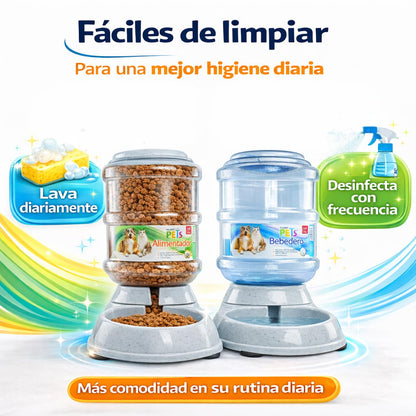 Fancy Pets Kit Alimentador y Bebedero Automático para Perro por Gravedad 2.3 kg Croquetas + 3.8 L Agua Comedero y Dispensador Antiderrapante
