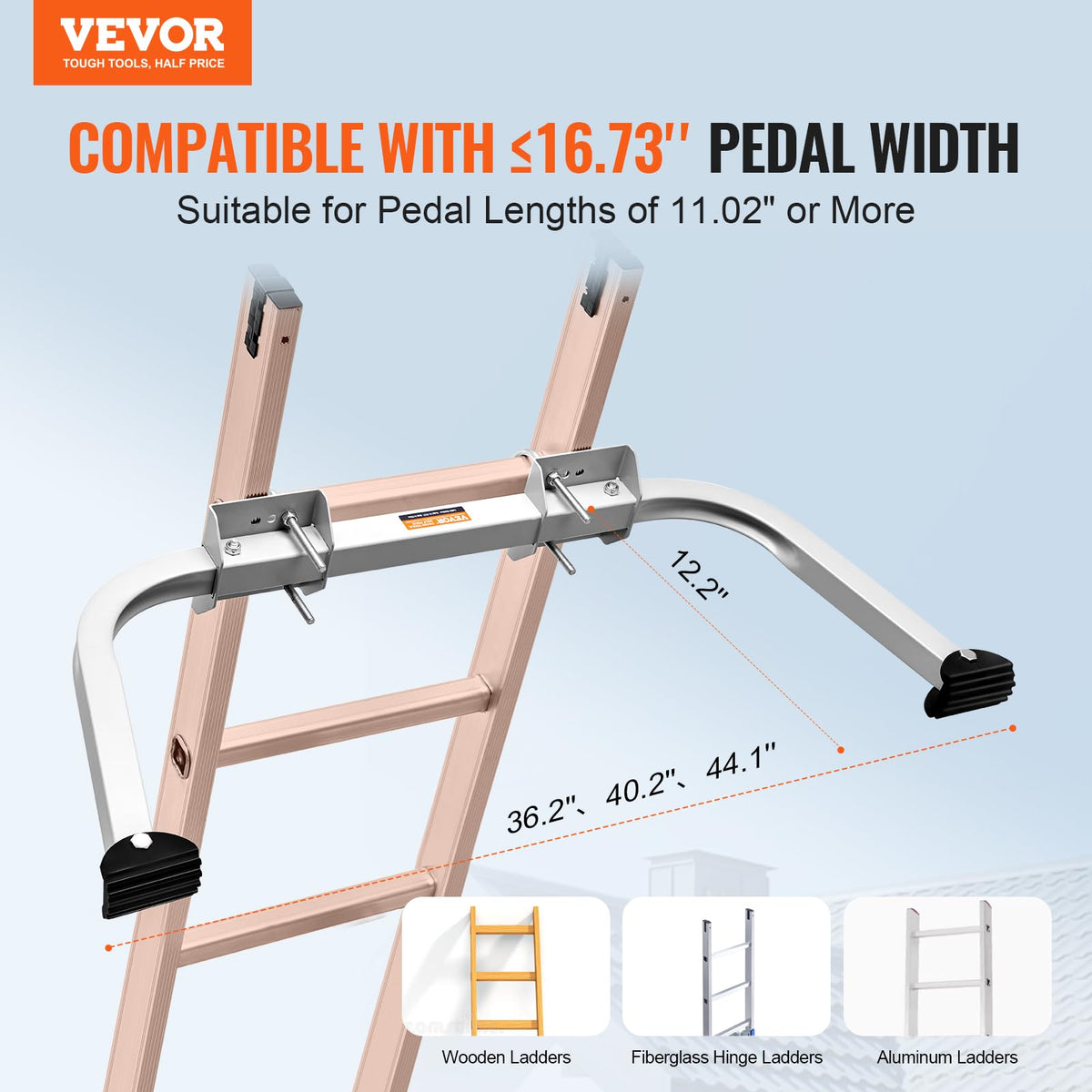 VEVOR Estabilizador de escalera, soporte de escalera, resistente para escalera, accesorios de escalera de pared, fácil de usar y amplia adaptabilidad y pies de goma antideslizantes, clasificación de
