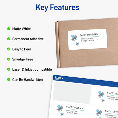 Avery Shipping Labels for Laser and Inkjet Printers, White, 2 x 4 Inches, Pack of 100 (18163)