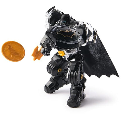 DC Comics figura de acción de Batman de la colección Metal Force de 15 cm con minifigura de 10 cm, bláster y traje de armadura integrados, juguetes de superhéroes para niños y niñas a partir de 4 años