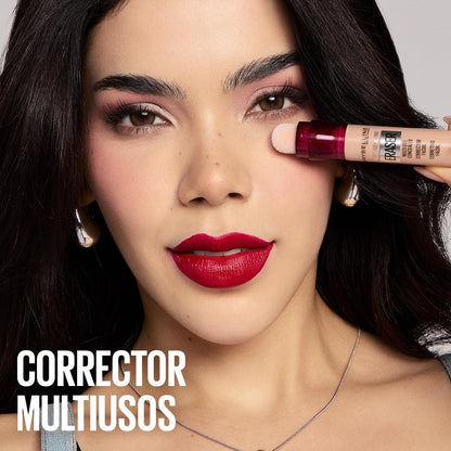 Maybelline Instant Age Rewind Corrector Facial 3 en 1, Borra Ojeras y Líneas Finas, Cubre Imperfecciones, Corrige, Contornea e Ilumina, Cobertura Media Hasta 12H Tono 130 Medium, 6 ml