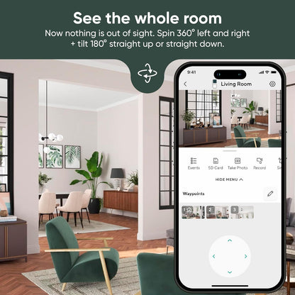 WYZE CAM Pan v3 Interior/Interior/Exterior IP65 1080p Pan/Tilt/Zoom Cámara de Seguridad Inteligente para el hogar con Seguimiento de Movimiento de 360° para bebé y Mascota, visión Nocturna de Color,