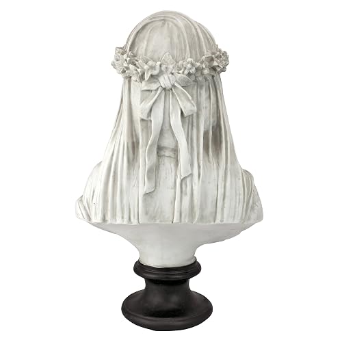 Design Toscano - Estatua de Busto para Interior, 9 Pulgadas de Ancho, 14 Pulgadas de Alto, polirresina fundida a Mano, Acabado Blanco Envejecido con una Base Pintada Negra