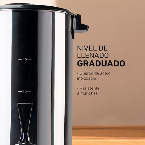TAURUS COLUMBA | Cafetera Percoladora 40 Tazas 4.5L de Acero Inoxidable | Mantiene Café Caliente | Dispensador con Una Mano | Filtro Reutilizable | Ideal para Eventos, Oficina y Negocio