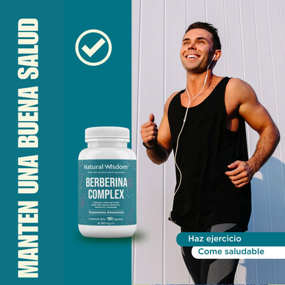 NW Berberina HCL Complex | 180 Capsulas | con Vitamina E Canela Magnesio | Ingredientes Naturales | Natural Wisdom