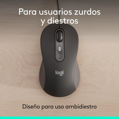 Logitech Signature Wired M520 for Business, Mouse con Cable Óptico, Conectividad USB-C Plug and Play, Compatible con Windows/Mac/Chrome/PC/Portátiles, Color Grafito