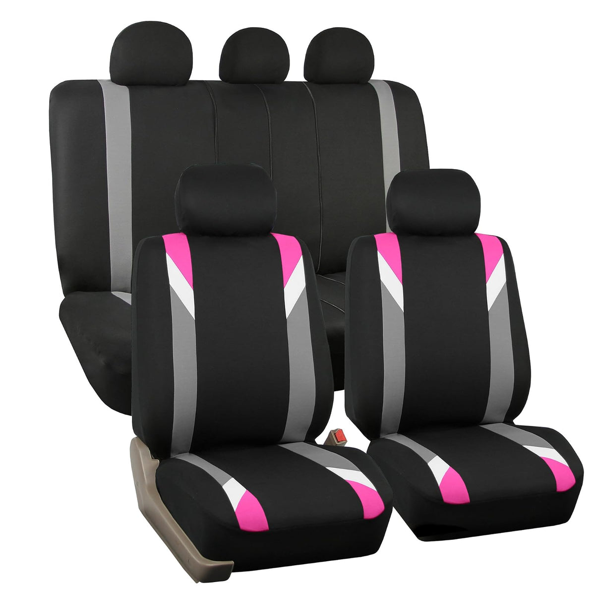 FH Group - Juego Completo de Fundas de Asiento de Automóvil para Asientos de Automóvil con Respaldo bajo con reposacabezas extraíble, Ajuste Universal, Funda de Asiento de automóvil, Funda de Asiento