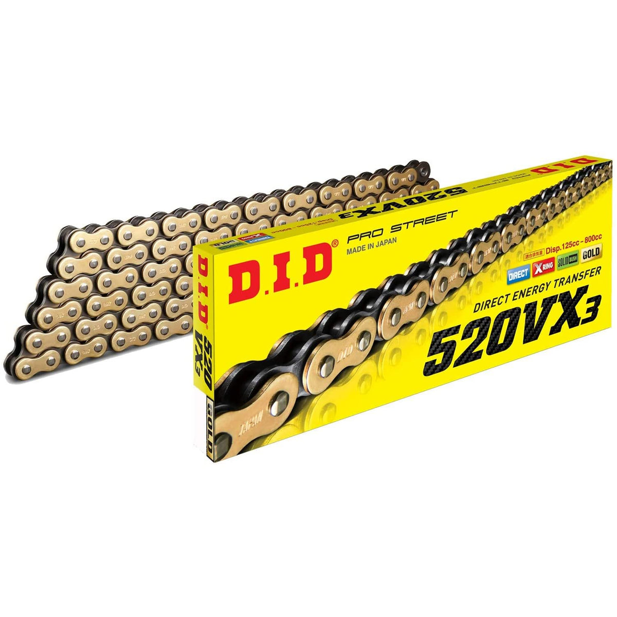 DID Cadena de Transmisión VX3 X-Ring para Motocicleta - Oro - 110