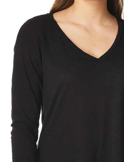Three Dots Eco Knit - Playera de Manga Corta con Cuello en V Camisa para Mujer