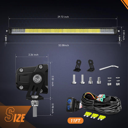 Nilight Barra LED 30 Pulgadas 120W DRL Ámbar IP68 Kit - 1 Pieza