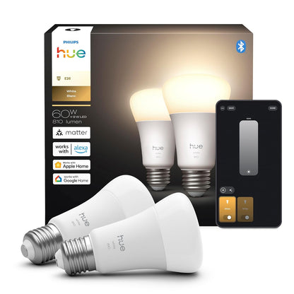 Philips Hue Foco LED Inteligente A19 E26 9 W 810 Lúmenes Blanca Cálida 2700 K Paquete de 2