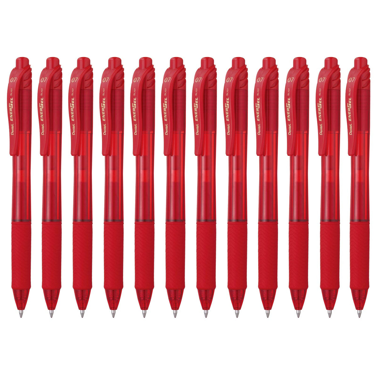 Pentel EnerGel-X Bolígrafo de Gel Punta de Aguja 0.5 mm, Paquete de 8 - 12 Count (Pack of 1) - 0,7 mm - Rojo
