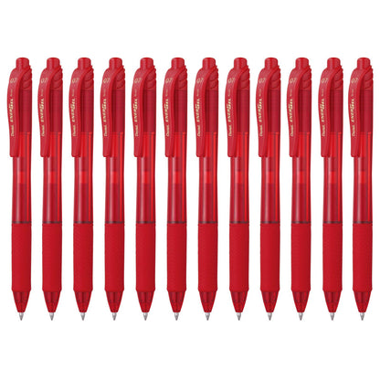 Pentel EnerGel-X Bolígrafo de Gel Punta de Aguja 0.5 mm, Paquete de 8 - 12 Count (Pack of 1) - 0,7 mm - Rojo