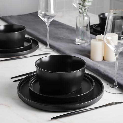 Stone Lain Coupe - Vajilla para 4, color negro mate