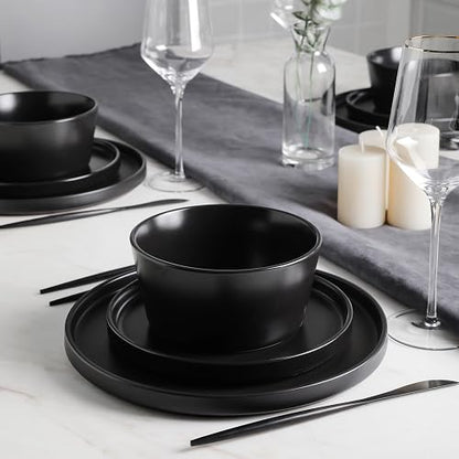 Stone Lain Coupe - Vajilla para 4, color negro mate