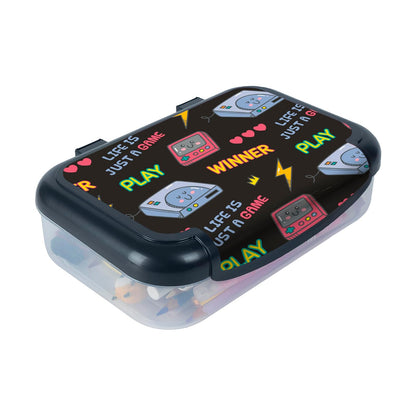 ZIPIT Caja de lápices de plástico reciclado para niños, estuche de gran capacidad para la escuela, caja organizadora de papelería duradera, juegos - color fantasía (Play)