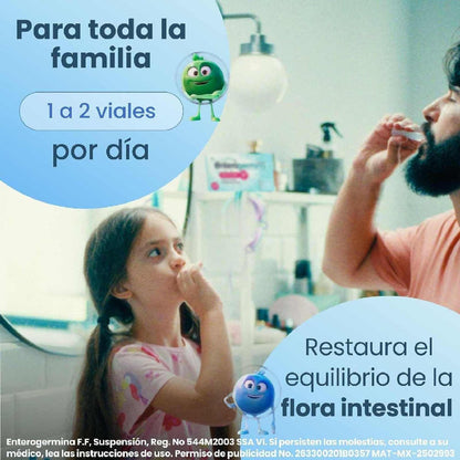 Enterogermina probióticos 2 billones, vial sin refrigeración, 20 amps.