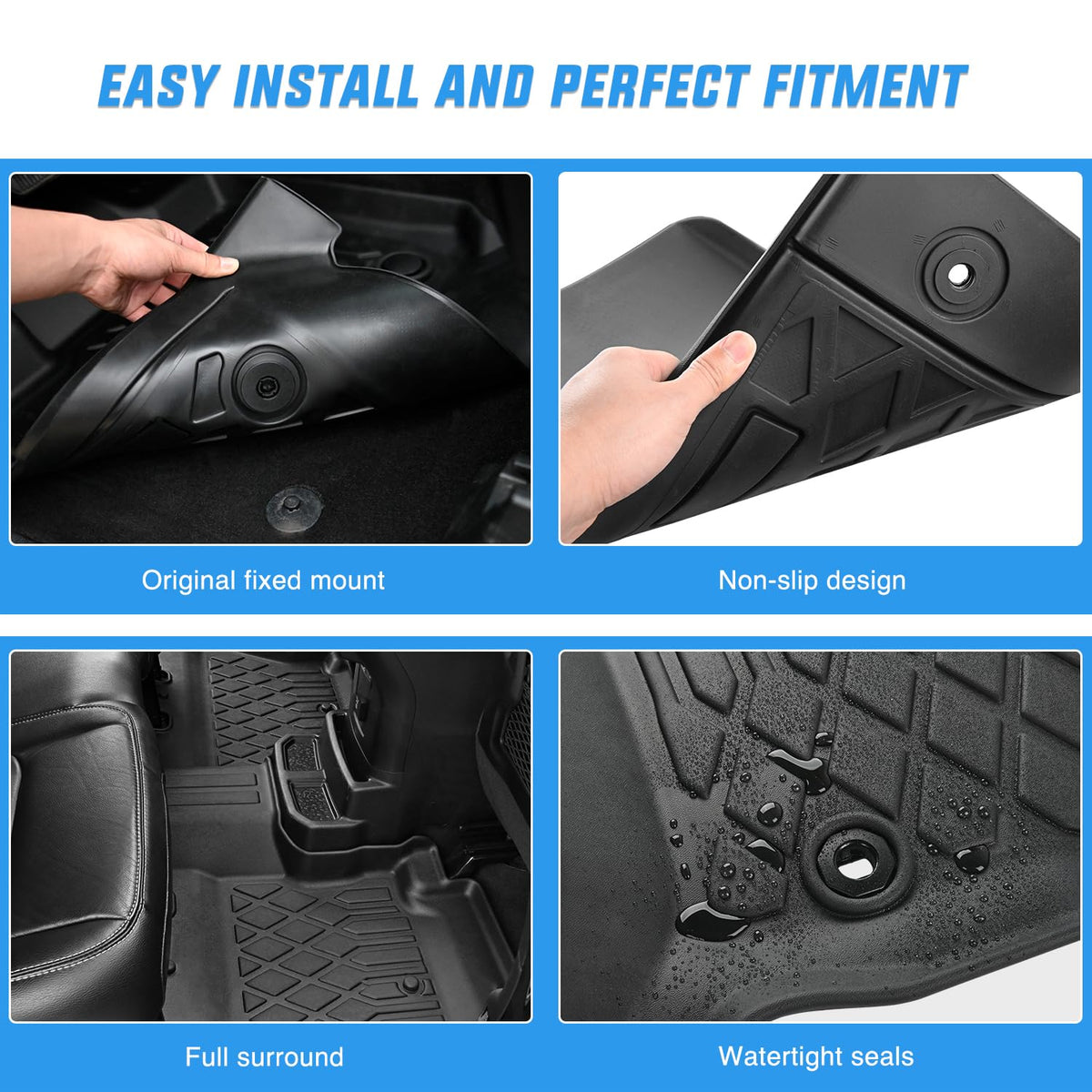 Nilight TPE - Alfombrillas para Ford F150 F-150 SuperCrew Crew | 2010, 2011, 2012, 2013, 2014 - Revestimientos de piso resistentes para todo tipo de clima