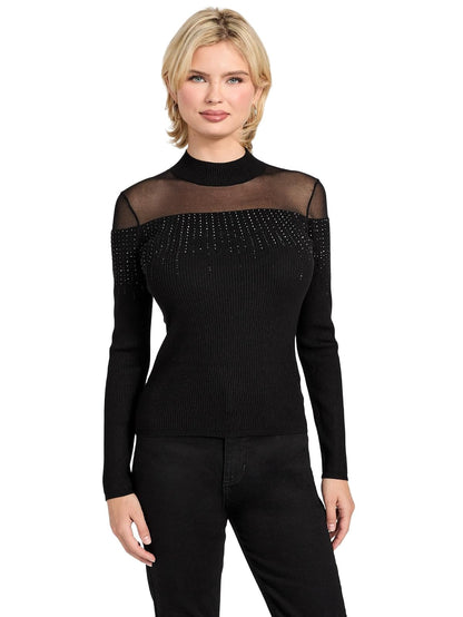 Guess Eco Long Sleeve Jeena Embellish Rib Sweater Suéter Mujer