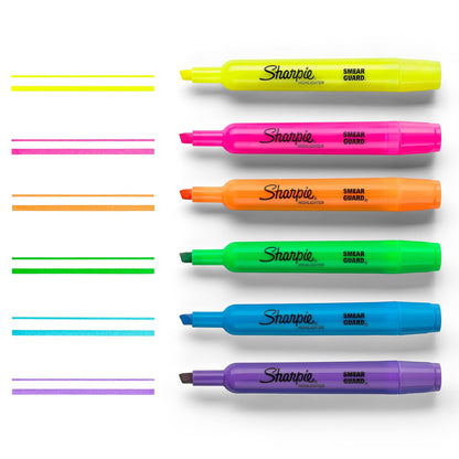 Sharpie Accent Marcatextos Tank-Style, 6-Pack, colores surtidos (25076), Amarillo fluorescente