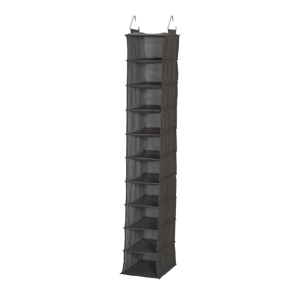 Household Essentials - Organizador de zapatos para colgar de 10 estantes, poliéster suave y duradero, versátil, transpirable, elegante, compacto, resistente ganchos para armarios de varillas o - Organizador de 10 estantes - Lino gris
