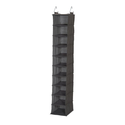 Household Essentials - Organizador de zapatos para colgar de 10 estantes, poliéster suave y duradero, versátil, transpirable, elegante, compacto, resistente ganchos para armarios de varillas o - Organizador de 10 estantes - Lino gris