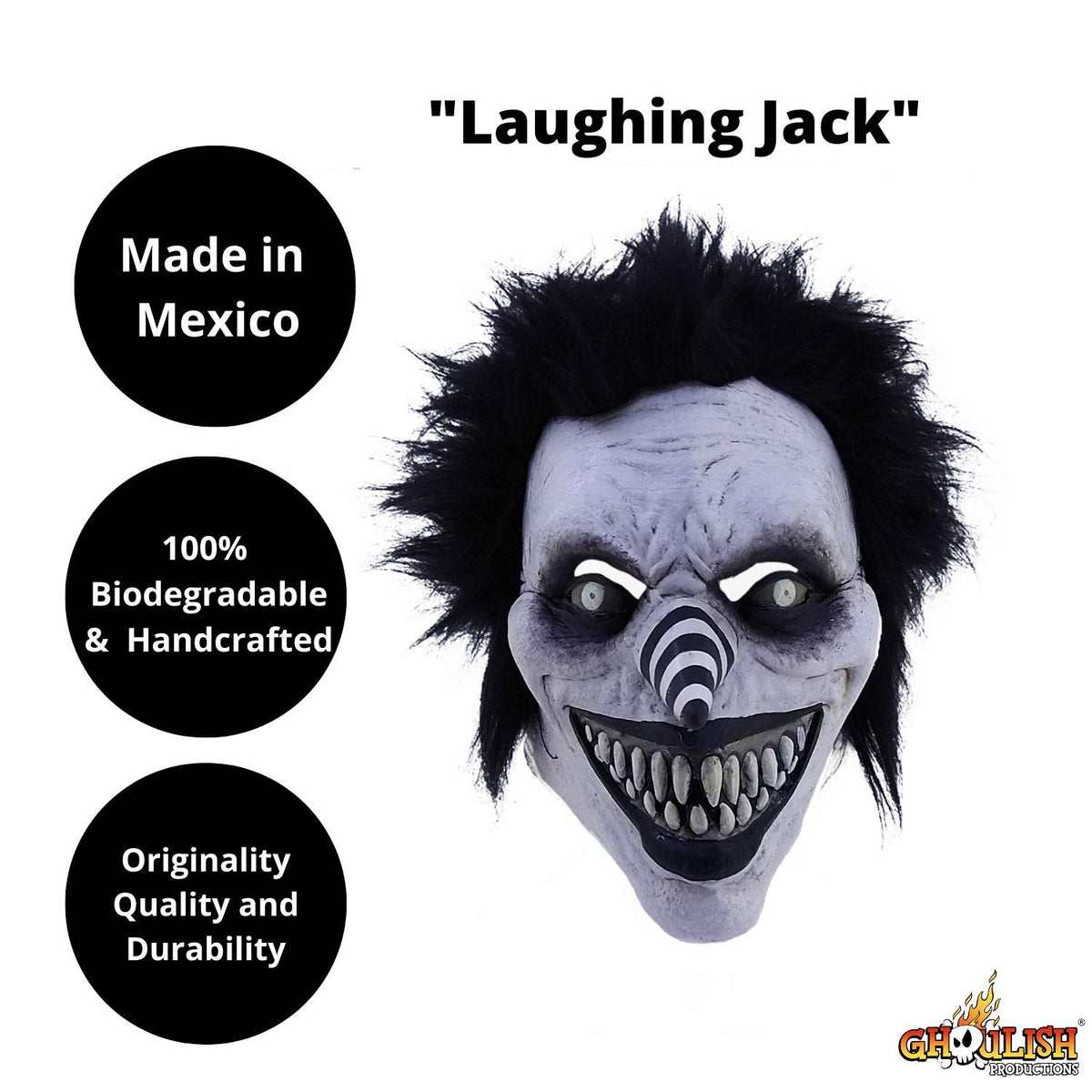Máscara de CreepyPasta de Laughing Jack, Máscaras de Monstruos de Creepy Pasta Ideales para Disfraz de Halloween y Fiestas de Disfraces