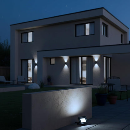 ILLUX Reflector LED Exterior 10W, Luz Fría 6500K, Impermeable IP65, Sobreponer en Piso, Negro, Iluminación para Fachadas y Jardines RL-3610.N65