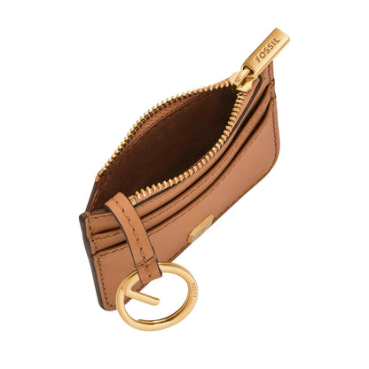 Tarjetero con Cremallera Fossil SL10078237 Lennox de piel en tono marrón para mujer