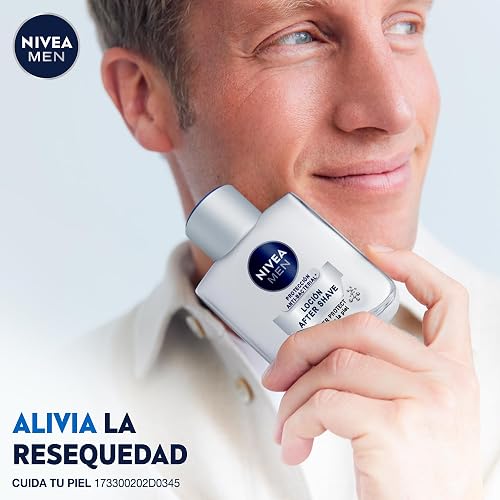 NIVEA MEN Loción Aftershave Silver Protect (100ml) Antibacterial con Iones de Plata Después Afeitado con Manzanilla y Pro Vitamina B5