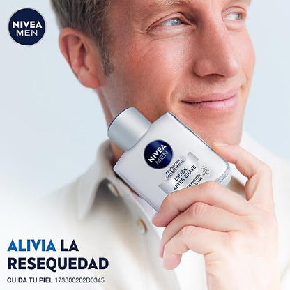 NIVEA MEN Loción Aftershave Silver Protect (100ml) Antibacterial con Iones de Plata Después Afeitado con Manzanilla y Pro Vitamina B5