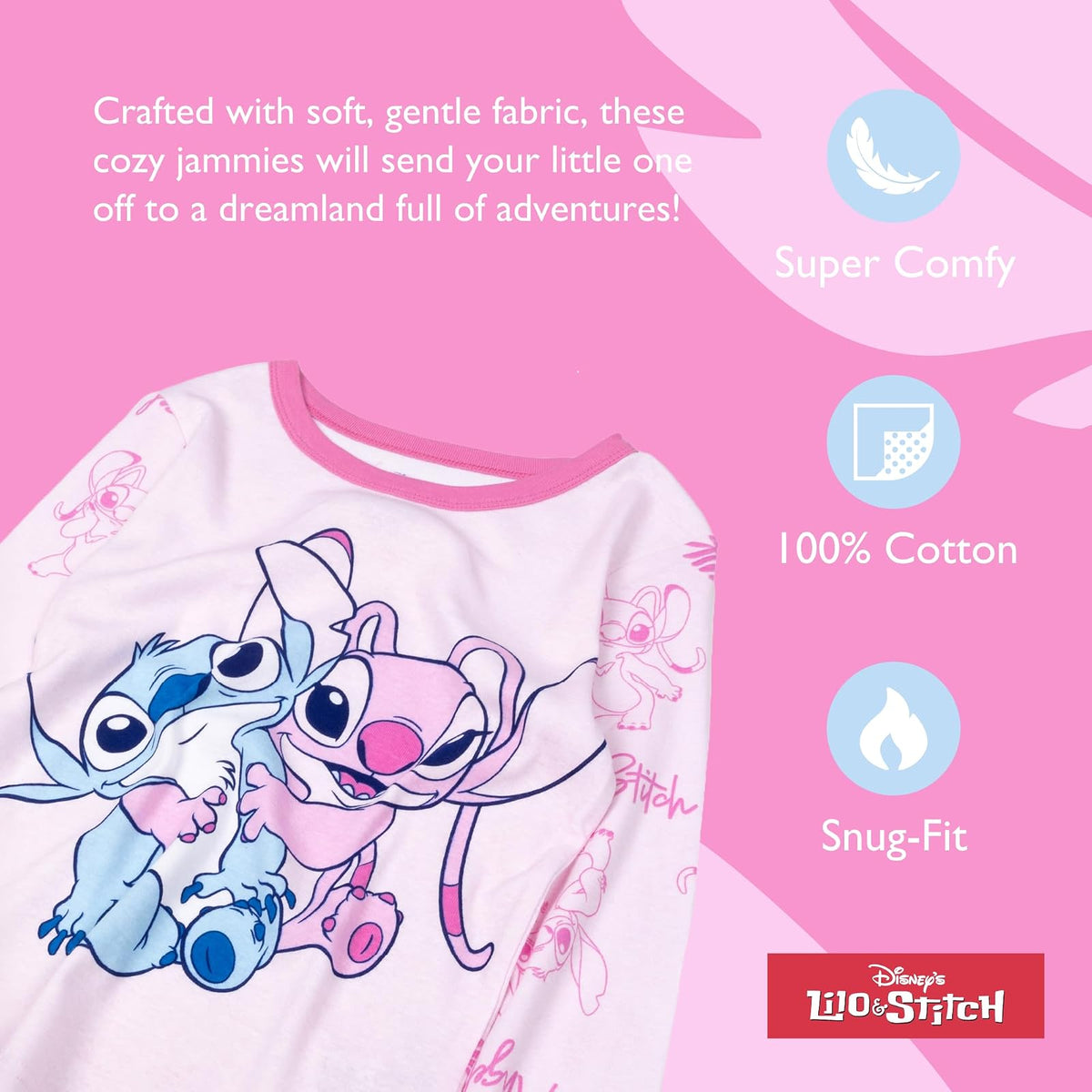 Disney - Conjunto de Pijama de algodón de 2 Piezas para niñas, Suave y Lindo para niños