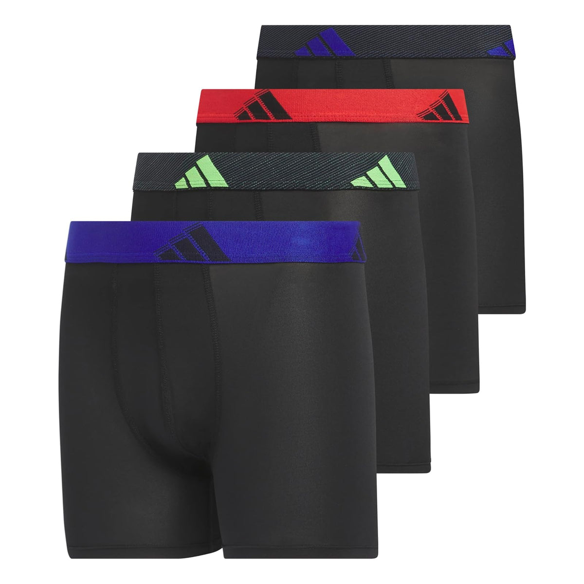 adidas - Calzoncillos tipo calzones de microfibra para jóvenes (multipaquete) para niños - Negro - azul semilúcido - verde señal - microfibra - M