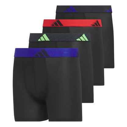 adidas - Calzoncillos tipo calzones de microfibra para jóvenes (multipaquete) para niños - Negro - azul semilúcido - verde señal - microfibra - M