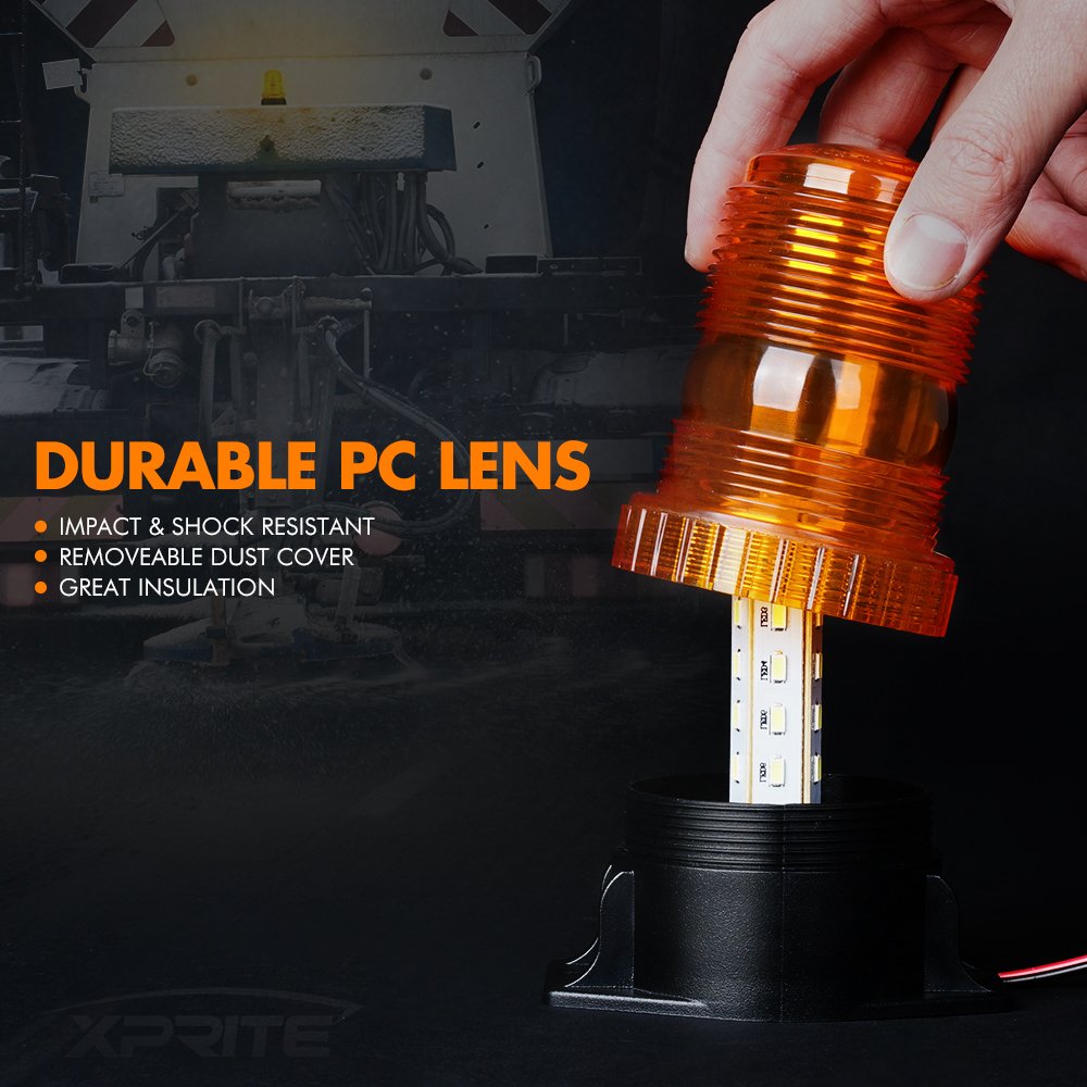 Xprite 30 LED Ámbar Luz Estroboscópica de Baliza para Montacargas Luces Intermitentes de Advertencia de Seguridad para Cortacésped de 10-110V, ATV, Camiones, Tractor, Carritos de Golf, UTV, Autos