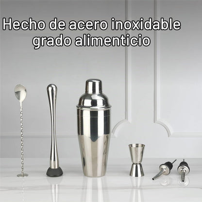 Arora - Juego de 6 Piezas - Acero Inoxidable - Herramientas Profesionales de Bar para Mezclar Bebidas, hogar, Bar, Fiesta, Plata, 24 onzas (85111)