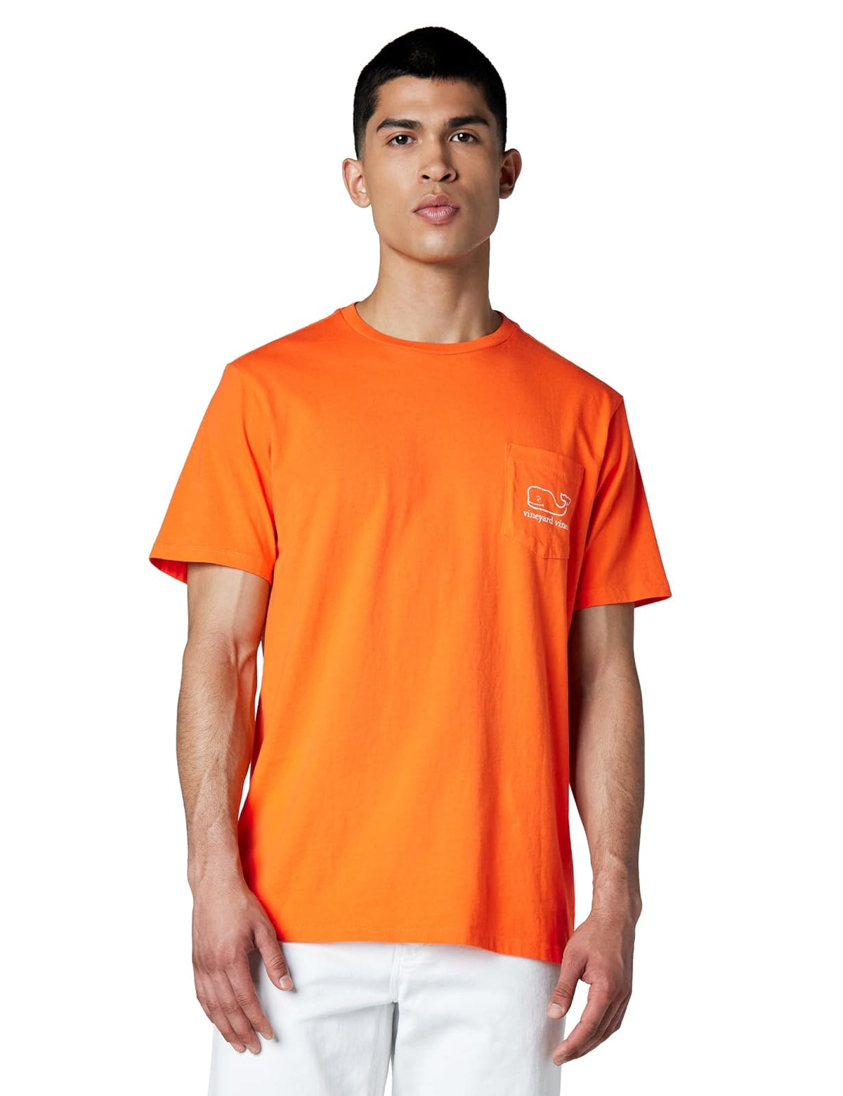 Vineyard Vines Playera clásico de Manga Corta con Bolsillo de Ballena Camiseta para Hombre - Naranja náutica - M