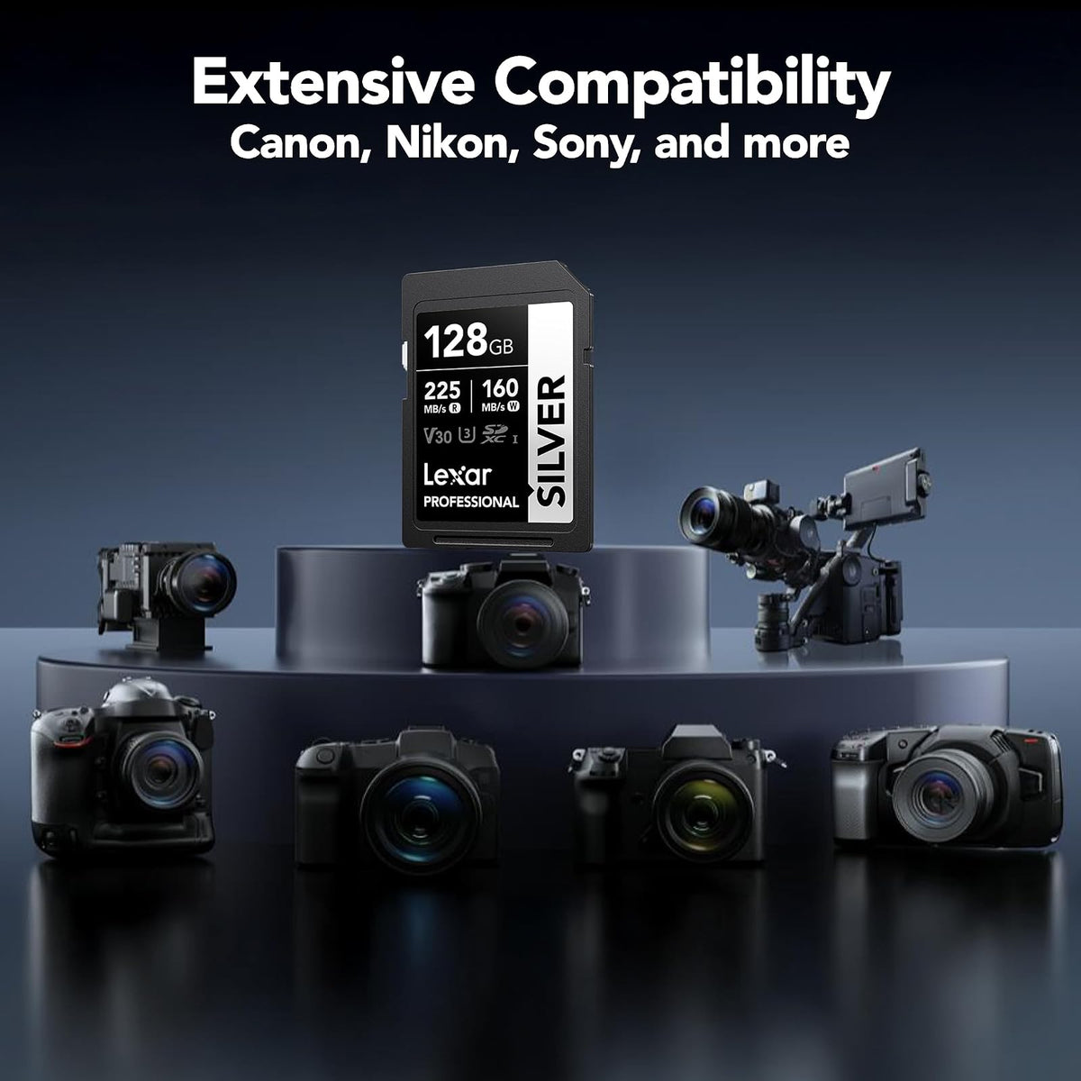 Lexar - Tarjeta SD Profesional de 128 GB, UHS-I, C10, U3, V30, 4K, Tarjeta de Memoria SDXC de hasta 205/140 MB/s, para fotógrafo Profesional, videógrafo, Entusiasta (LSDSILV128G-BNNNU)