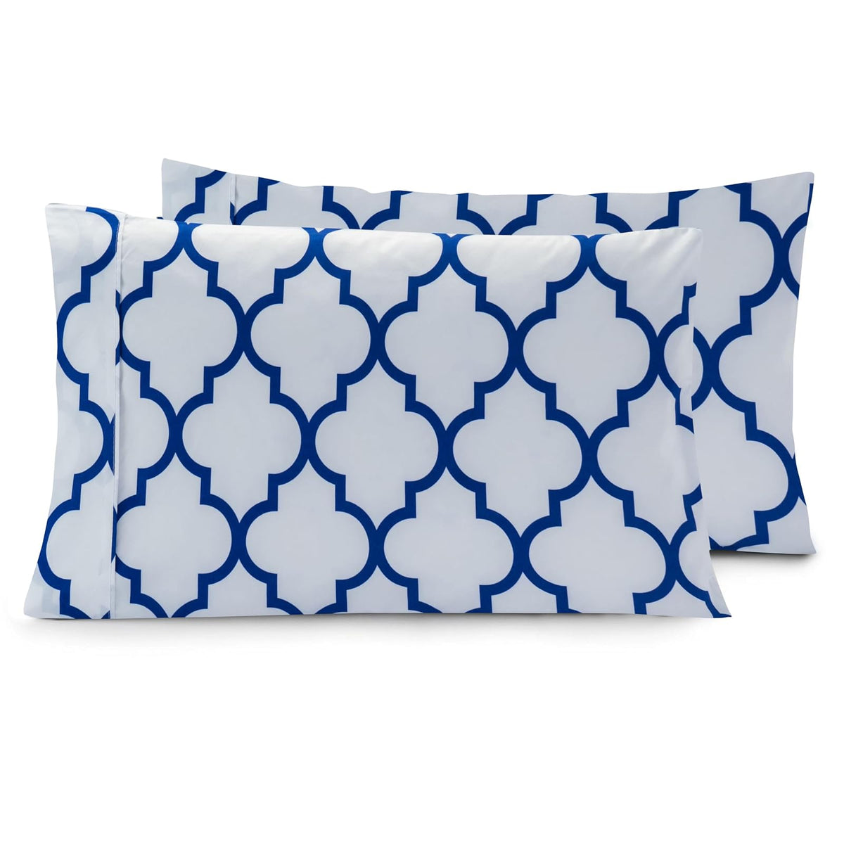 Fundas de Almohada Elegant Comfort de Microfibra Set de 2 - Quatrefoil Royal Blue - King - California King