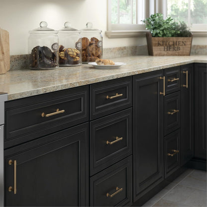 Franklin Brass Francisco (paquete de 10) manijas de gabinete de 5-1/16 pulgadas agujero central | Puerta de cocina de bronce champaña, cajones, aparadores, muebles P29618Z-CZ-B