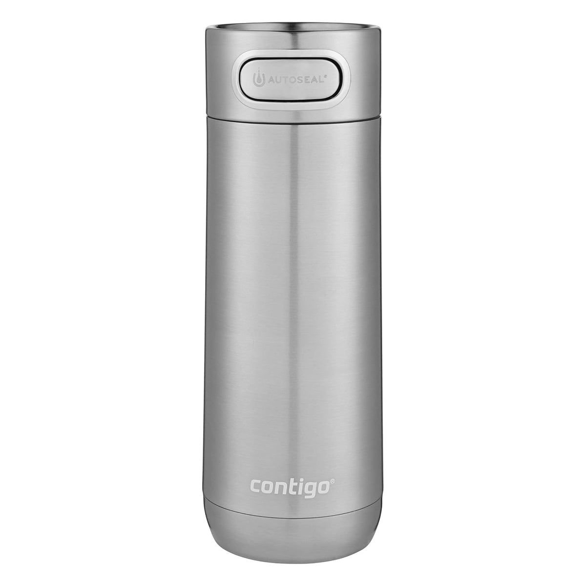 Contigo Taza de viaje con aislamiento al aspiradora, a prueba de derrames, con aislamiento térmico de acero inoxidable de doble pared, Acero inoxidable, 16 onzas, 1