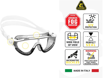 Cressi - Máscara de natación de visión ancha para niños de 7 a 15 años, caras estrechas para adultos, King Baloo fabricado en Italia